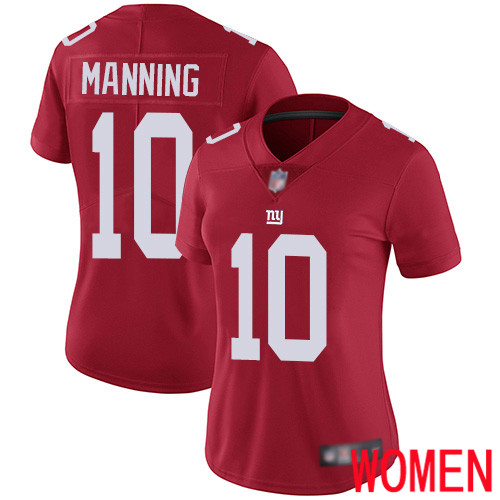 Women New York Giants #10 Eli Manning Red Limited Red Inverted Legend Football NFL Jersey